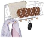 Relaxdays Wandregal mit Hakenleiste, Metall & Holz, Gitter-Design,...