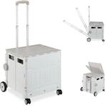 Relaxdays Einkaufstrolley, klappbar, Einkaufskorb mit Rollen, Deckel, flachziehbarer