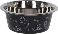 Kerbl Pet Edelstahlnapf mit Motiv | Schwarz, 900 ml, robuster Hundenapf aus Edelstahl