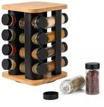 Relaxdays Gew&uuml;rzkarussell, 16 Gl&auml;ser, natur/schwarz | 360&deg; drehbarer