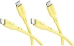 goobay USB-C-Silikonkabel 2er-Set, 1,5 m, Gelb, 60 W, USB-C auf USB-C | USB C Kabel