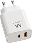 Ewent 20W GaN USB-C Schnellladeger&auml;t, Dual-Port Netzteil mit USB-C Power Delivery