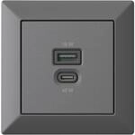 Unterputz USB-Ladestation, USB-C 45 Watt + USB-A 15 Watt Charger, anthrazit