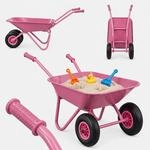 Relaxdays Schubkarre Kinder, rutschfeste Griffe, rosa | Metall, Kunststoff, 43...