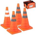 Relaxdays Pylonen gro&szlig;, 4er Set Leitkegel faltbar, orange/Silber 