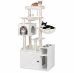 Relaxdays Kratzbaum mit Katzenkloschrank & Futterstation, wei&szlig; | HBT...