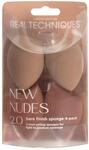 Real Techniques New Nudes 2.0 Bare Finish Makeup Sponge 4-Pack, Makeup Blending
