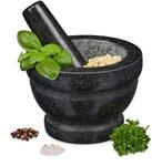 Relaxdays Granit M&ouml;rser mit St&ouml;&szlig;el, robust & langlebig, Gew&uuml;rze, Kr&auml;uter,
