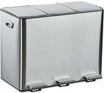 Relaxdays M&uuml;lleimer, 3 F&auml;cher, je 15 l, entnehmbare Inneneimer, Silber 
