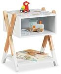 Relaxdays Nachttisch Kinder, offenes Fach, Teddy-Design, HBT 42x34x30 cm,