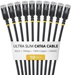 StarTech 30cm schwarzes ultraschlankes Cat6a Ethernetkabel, 10er Pack,...