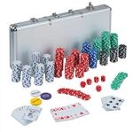 Relaxdays Pokerkoffer, 500 Pokerchips ohne Wert, 2 Kartendecks, 5 W&uuml;rfel,...