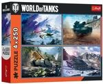 Trefl - Puzzle 4x250 Teile, Die gro&szlig;e Panzerschlacht, Set mit 4 Puzzles | F&uuml;r
