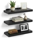Relaxdays Wandregal, 3er Set, HxBxT: 4 x 50 x 23 cm, Holzoptik, Metall,...