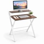 Relaxdays Schreibtisch, Monitoraufsatz, klappbar, braun/wei&szlig; | HxBxT: 82 x 70...