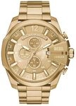 Diesel Herrenuhr Mega Chief, QuarzChronographenwerk, 51 mm goldenes Edelstahlgeh&auml;use