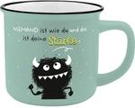 H:PPY life Tasse Monster mit Spruch St&auml;rke | Becher mit schwarzem Trinkrand, 35 cl,