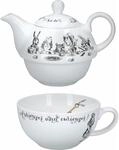 V&A Alice im Wunderland Teekanne und Tasse Set f&uuml;r 1 in Geschenkbox, Teeservice aus