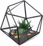 Relaxdays Pflanzenterrarium, Glas & Zinn, Deko Glashaus f&uuml;r Kakteen & Moos,...