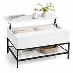 Relaxdays Couchtisch aufklappbar, mit Ablage, Wohnzimmertisch mit Stauraum,
