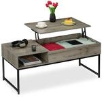 Relaxdays Couchtisch aufklappbar, HBT 45x110x50 cm, Seitenfach, Wohnzimmertisch...
