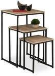 Relaxdays Beistelltisch 3er Set, quadratisch, Metall, grau/schwarz | Satztisch 3