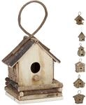 Relaxdays Deko Vogelhaus zum Aufh&auml;ngen, unbehandeltes Holz, Balkon, Terrasse,