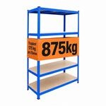 Relaxdays Schwerlastregal, HxBxT: 200 x 120 x 40 cm, 875 kg, blau/braun |...