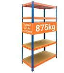 Relaxdays Schwerlastregal, HBT: 180x100x40 cm, blau-orange | Traglast 875 kg, 5