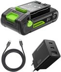 Greenworks 24V 2Ah Akku High Power USB-C & 65W USB-C Ladeger&auml;t & 100w...