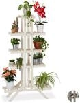 Relaxdays Blumentreppe 5 Stufen, Holz, f&uuml;r innen, freistehend, Shabby-Chic,...