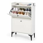 Relaxdays Schuhkipper, 2 F&auml;cher, 12 Schuhe, HBT: 102 x 80 x 24 cm, wei&szlig; |...
