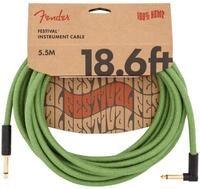 Fender&reg; Festival Kabel, angled 5,5m green | Umweltfreundliches Hanf-Au&szlig;engeflecht,