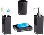 Relaxdays Badaccessoires Set 4-teilig, modern, Zahnputzbecher,...