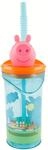 Stor Kinderbecher mit Strohhalm und Deckel Peppa Wutz, 3D-Figur, 360 ml, Kunststoff,