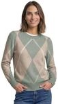 Street One Damen Langarm Pullover mit Argyle-Muster | eucalyptus green mel. 42