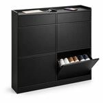 Relaxdays Schuhkipper, 4 F&auml;cher, 2 Ablagen, HBT: 95 x 98 x 19 cm, wei&szlig; |...