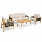 Greemotion Gartenlounge-Set Monaco Gartenm&ouml;bel-Set Beige-Grau Rope | Mit...