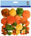 Ursus 39500007 - Pompons, Pl&uuml;sch, herbstfarben, 60 St&uuml;ck, in verschiedenen Gr&ouml;&szlig;en