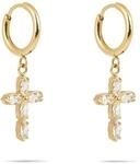 Tamaris Schmuck f&uuml;r Damen aus Edelstahl - Creolen mit funkelndem Kreuz im...