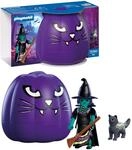PLAYMOBIL | Halloween | K&uuml;rbis: Hexe | Magische Hexenfigur mit Katze, Besen &
