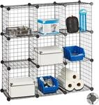 Relaxdays Steckregal Drahtgitter, 9 F&auml;cher, DIY-Regalsystem Metall, offenes