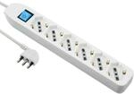 Electraline 62071 Mehrfachsteckdose mit Kabel, 6 Universalsteckdosen, 1,5 m, Wei&szlig;