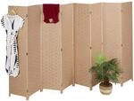 Relaxdays Paravent, 8-teilig, Raumtrenner faltbar, HxB 170x320 cm, Natur 