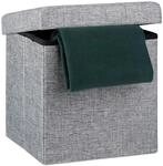 Relaxdays Faltbarer Sitzhocker, Sitzcube als Fu&szlig;ablage, grau | Sitzw&uuml;rfel aus