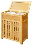 Relaxdays W&auml;schekorb, 80 Liter, Lamellen-Design, Bambus & MDF, natur | HxBxT:...