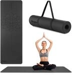 HyperMotion Yogamatte Fitnessmatte NBR 183x61x0,8 cm Schwarz, Rutschfest 8 mm, mit