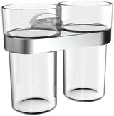 EMCO Round C Doppel Zahnputzbecher aus Glas zum Kleben I Mundsp&uuml;lglas zur