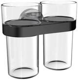 EMCO Round C Doppel Zahnputzbecher aus Glas zum Kleben I Mundsp&uuml;lglas zur