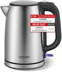 Cosori Wasserkocher Edelstahl, Ohne Kunststoffkontakt, 1,7 L, 2200W, LED | BPA-freier